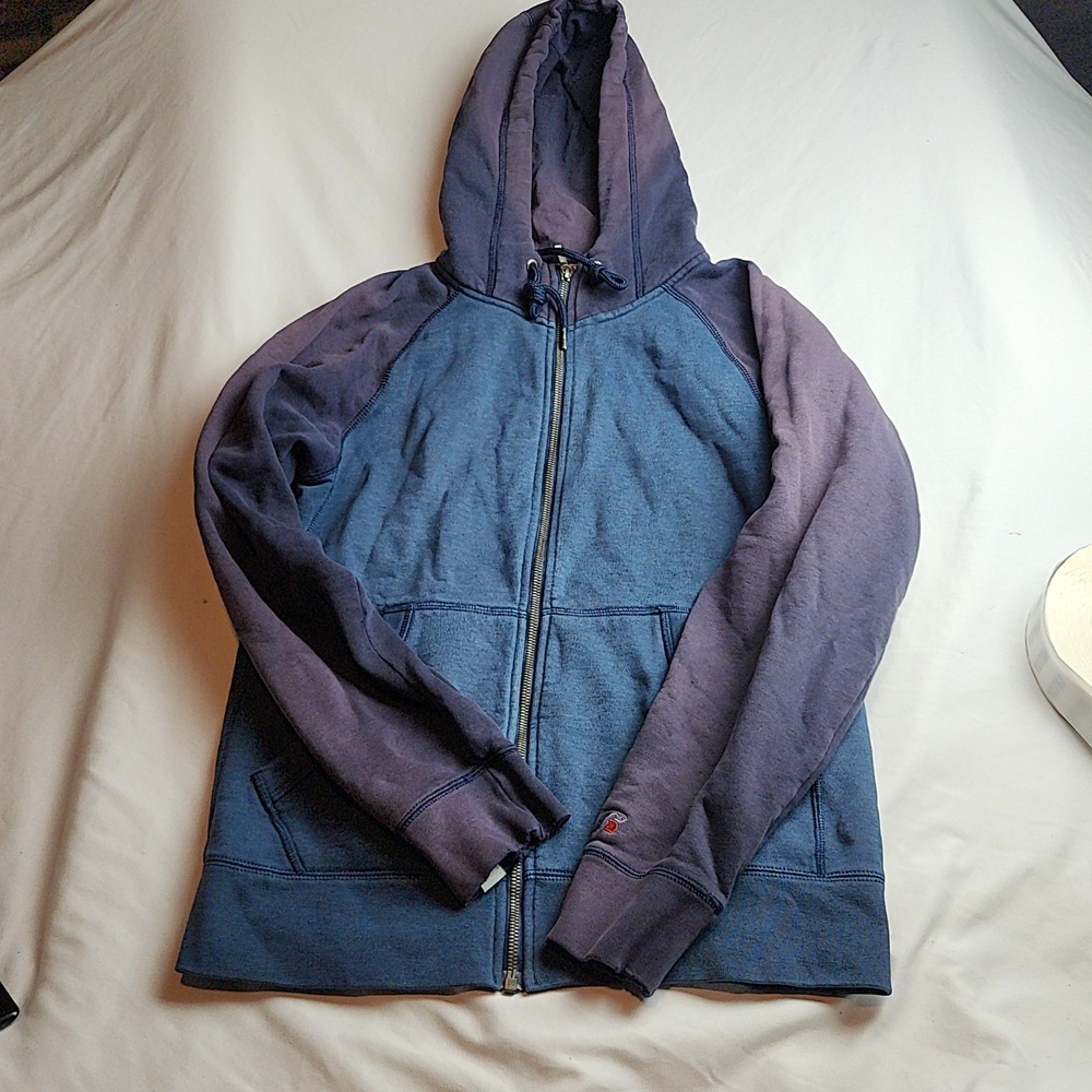 Russell Athletic Fleece Full-Zip Hoodie Colorblock Blue Purple Size Small